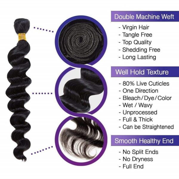 Women's Bouffant wavy hair, 100%human hair,Nine sizes available(black) #JL01-BD0040/BD0042/BD0043/BD0044/BD0045/BD0046/BD0047/BD0048/BD0049 - Image 2