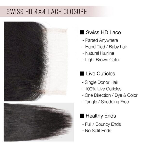 black Lace Wig, 100% Human Hair, 90% Living Cortex, Naturally Soft & Tangle-Free, Voluminous & Elastic #JL01-CL0002 - Image 3