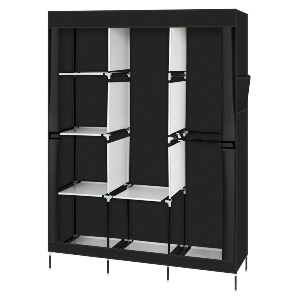 4 floors and 8 grids Portable Closet, Wardrobe Clothes Rack Storage Organizer with Shelf (Black) #JL06-43726129 - Image 6