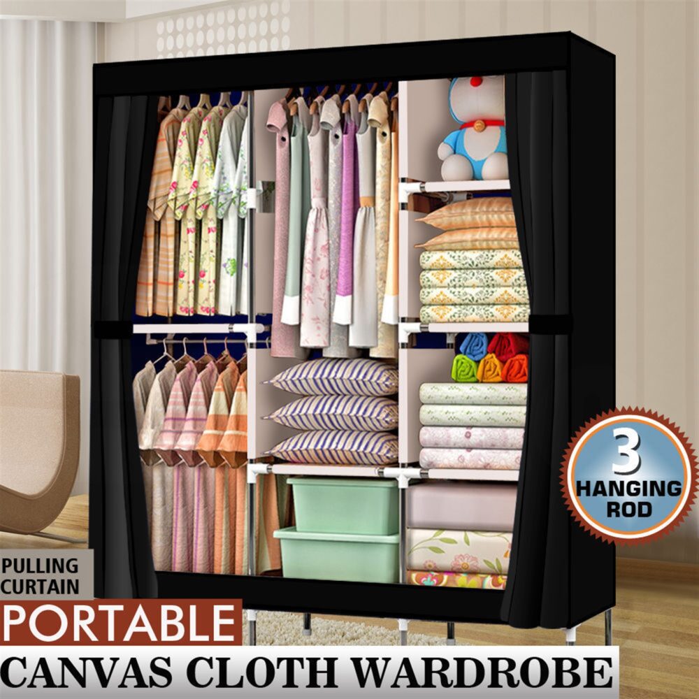 4 floors and 8 grids Portable Closet, Wardrobe Clothes Rack Storage Organizer with Shelf (Black) #JL06-43726129 - Image 4