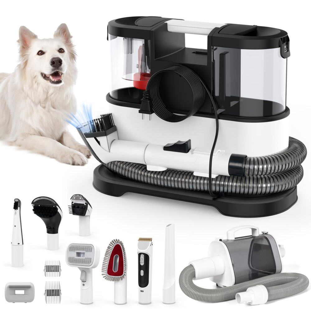 6541  Dog Grooming Set, Pet Vacuum Cleaner, Pet Blower, Drying and Suction 2 in 1 with 8 Pet Grooming Tools, 11.5KPa Pet Grooming Vacuum Cleaner for Sofa/Stairs/Car, Low Noise Dog Grooming Vacuum Cleaner with Dog Trimmer #JL01-USA-241