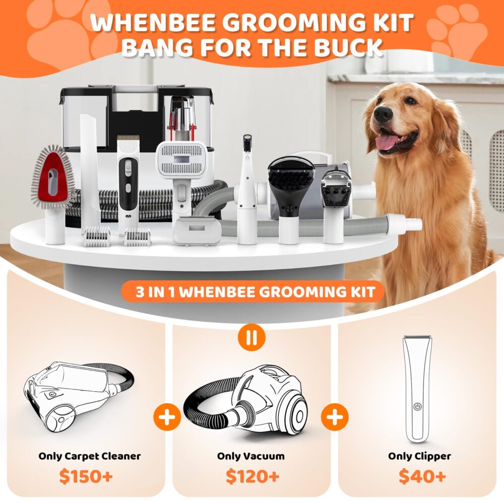 6541  Dog Grooming Set, Pet Vacuum Cleaner, Pet Blower, Drying and Suction 2 in 1 with 8 Pet Grooming Tools, 11.5KPa Pet Grooming Vacuum Cleaner for Sofa/Stairs/Car, Low Noise Dog Grooming Vacuum Cleaner with Dog Trimmer #JL01-USA-241 - Image 6