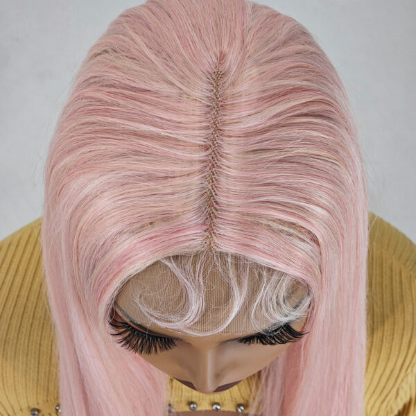 36 Inch Length Yaki Straight Lace Front Synthetic Wig Middle Parting HD Clear Glueless Lace Wig Heat Resistant Fiber Pre-Plucked Hairline with Baby Hair Wig for Women #JL01-204-1/204-613/204-PINK - Image 17
