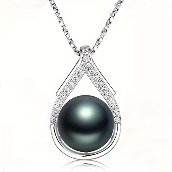 6541  Anniversary gift for wife, Tahitian black pearl necklace,  Mother's Day gift, gift for mom, wife, mom, girlfriend, her birthday gift,  Christmas gift, Valentine's Day jewelry gift for her #JL01-WJ-S0051 - Image 8