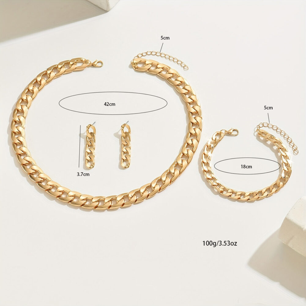 Stylish Stud Earrings, Necklace and Bracelet Set: Perfect Accessories #JL01-WJ-0181 - Image 2