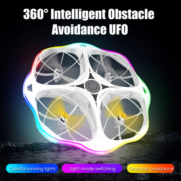 H158 White - 360° intelligent obstacle avoidance flying saucer, toy drone #JL02-H158