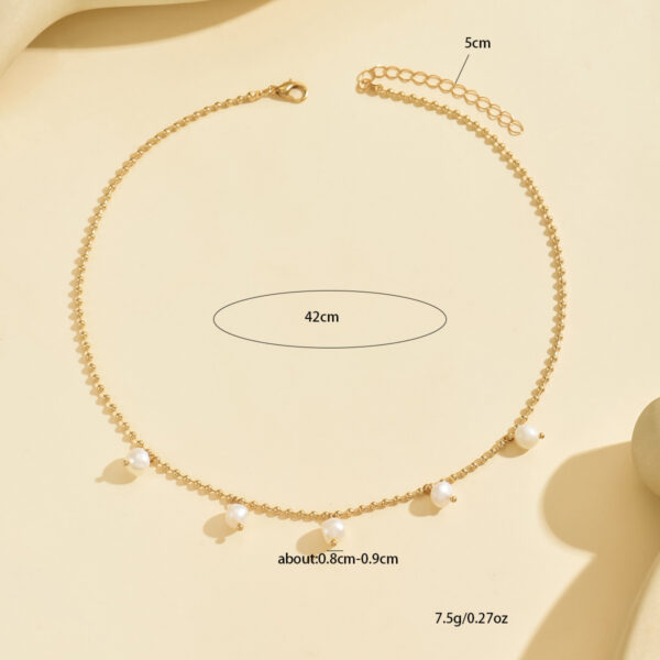 6541  Elegant Gold-Tone Pearl Drop Anklet -  Stylish and Dainty Foot Jewelry #JL01-WJ-0171 - Image 2