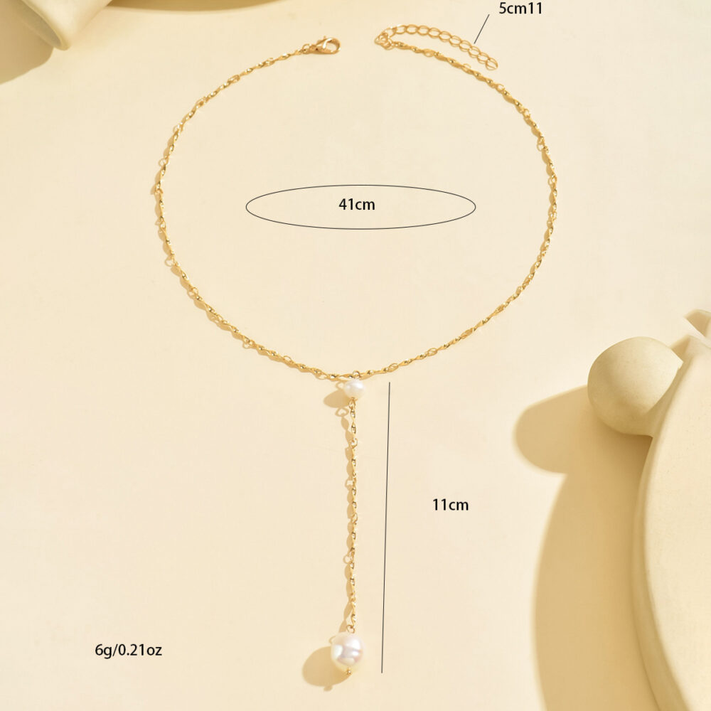 6541  Elegant Gold-Tone Pearl Drop Necklace -  Stylish and Lightweight Jewelry #JL01-WJ-0172 - Image 2