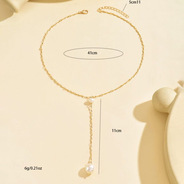 6541  Elegant Gold-Tone Pearl Drop Necklace -  Stylish and Lightweight Jewelry #JL01-WJ-0172 - Image 2