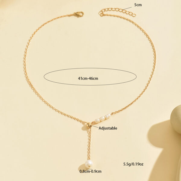 6541  Elegant Gold-Tone Pearl Drop Necklace - Stylish  and Lightweight Jewelry for Young Women #JL01-WJ-0167 - Image 2