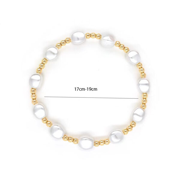 6541  Baroque imitation pearl multi-layer beaded 18K copper gold-plated bead bracelet small fashion string European and American jewelry #JL01-WJ-0153 - Image 2