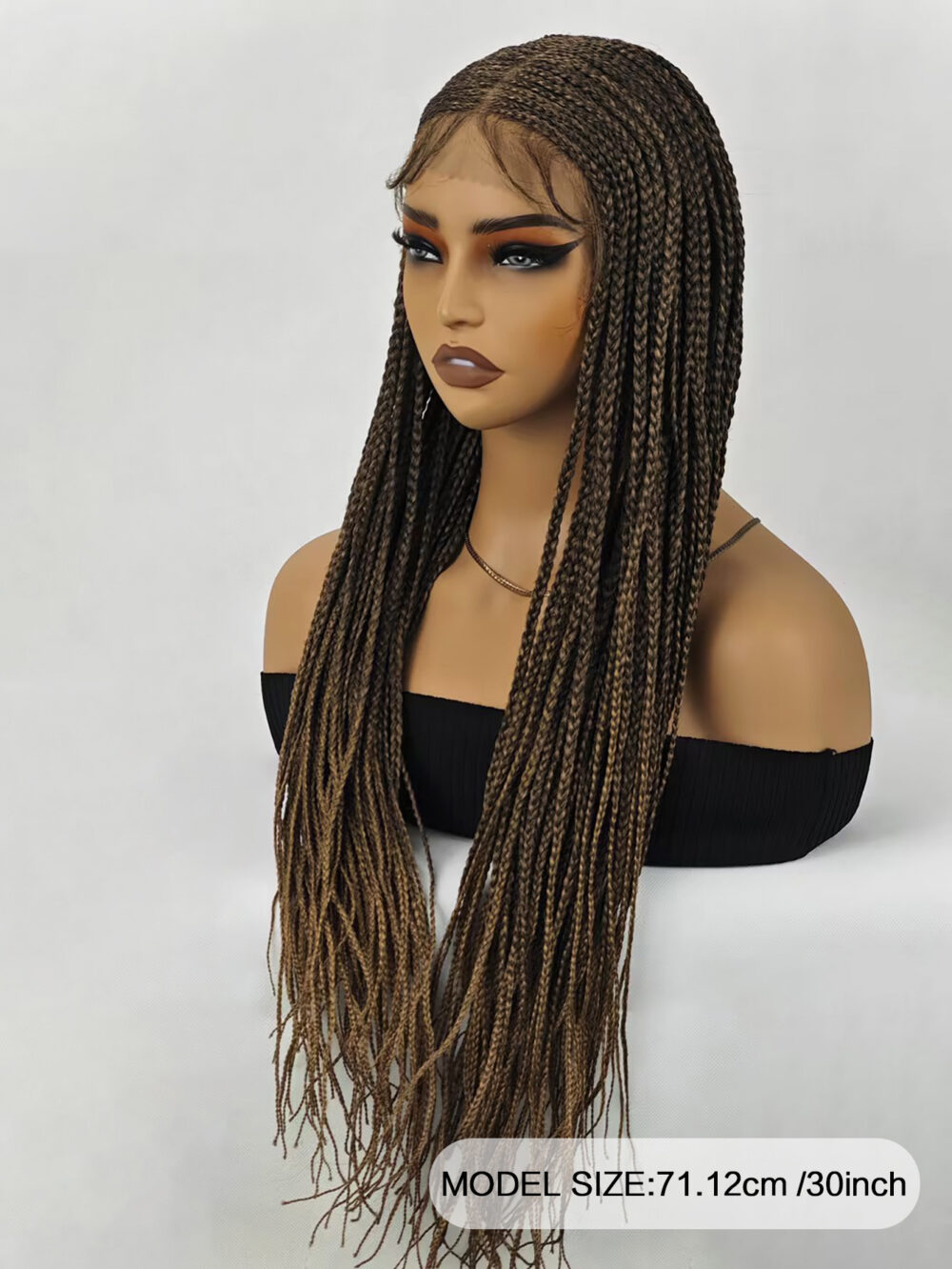 6541  30 inch Braided Wigs for Black Women Full Lace Front Box Braided  Wig KnotlessBraided Wigs Lightweight Braids Synthetic Lace Front #JL01-1038-T27/1038-T30/1038-T530 - Image 10