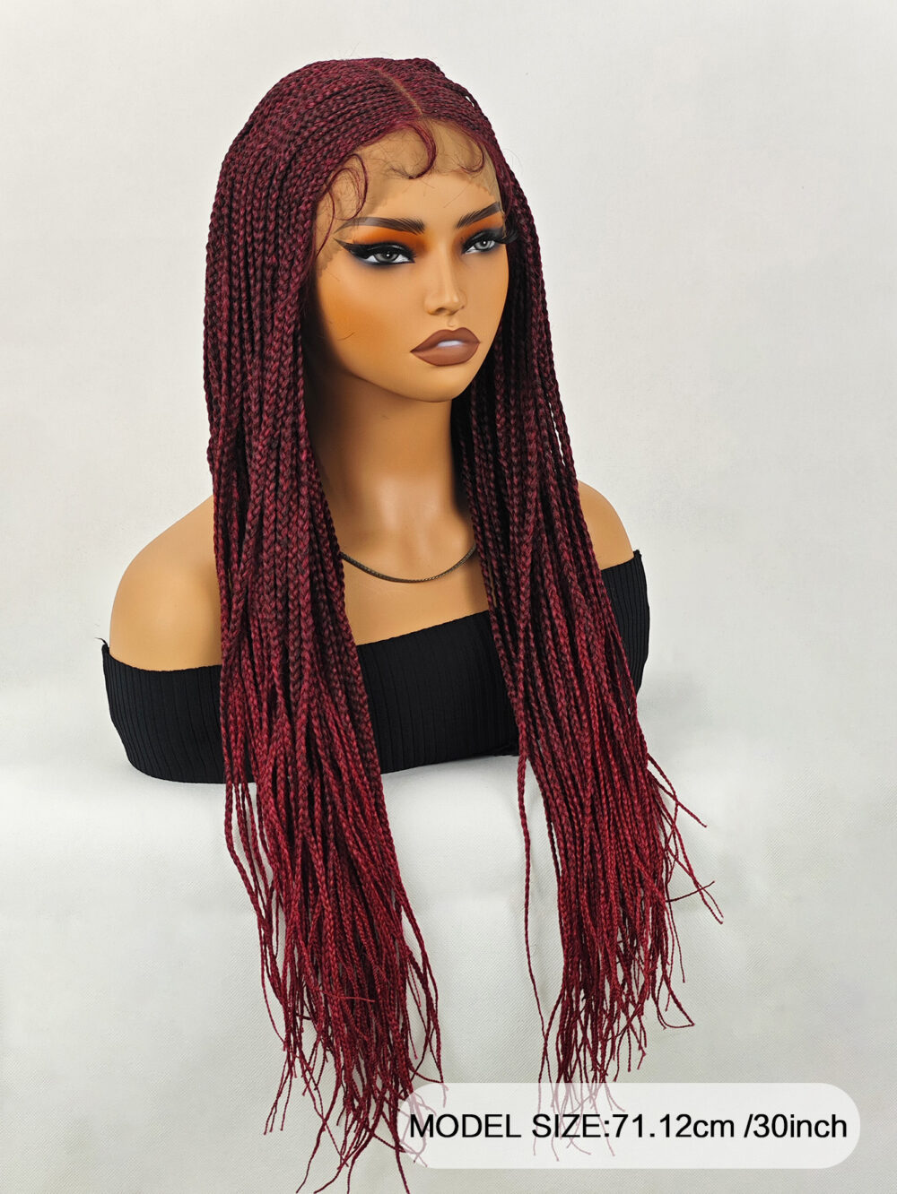 6541  30 inch Braided Wigs for Black Women Full Lace Front Box Braided  Wig KnotlessBraided Wigs Lightweight Braids Synthetic Lace Front #JL01-1038-T27/1038-T30/1038-T530 - Image 15