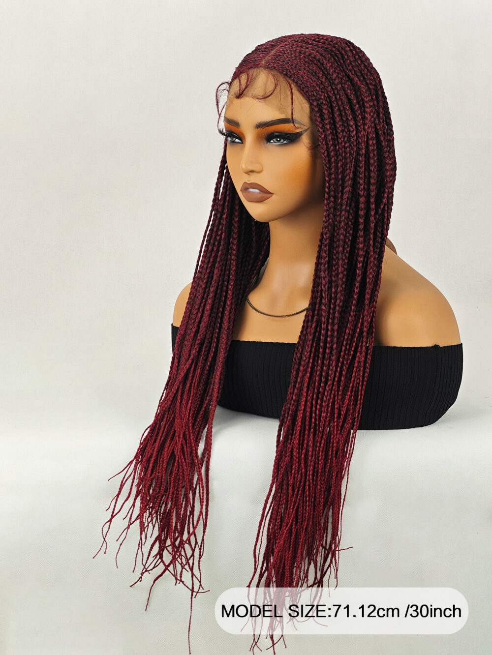 6541  30 inch Braided Wigs for Black Women Full Lace Front Box Braided  Wig KnotlessBraided Wigs Lightweight Braids Synthetic Lace Front #JL01-1038-T27/1038-T30/1038-T530 - Image 14