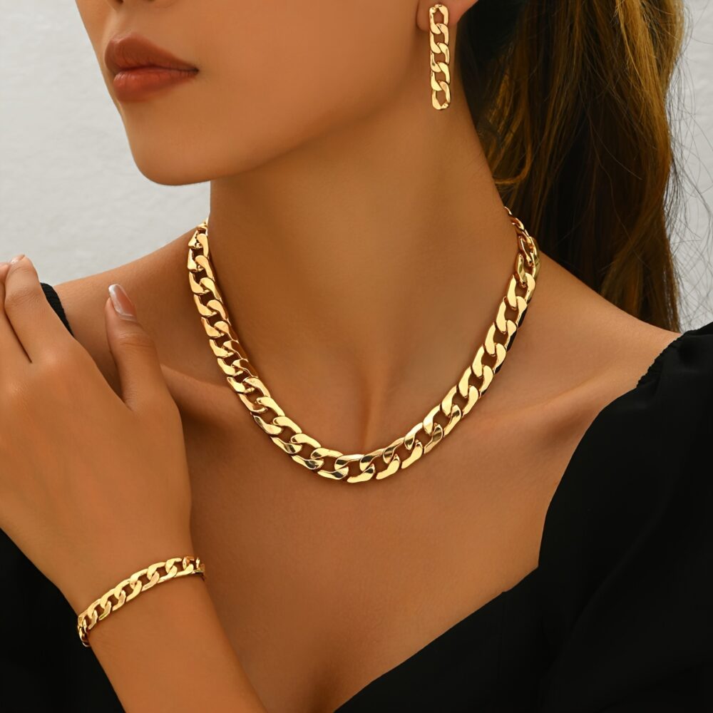 Stylish Stud Earrings, Necklace and Bracelet Set: Perfect Accessories #JL01-WJ-0181 - Image 5