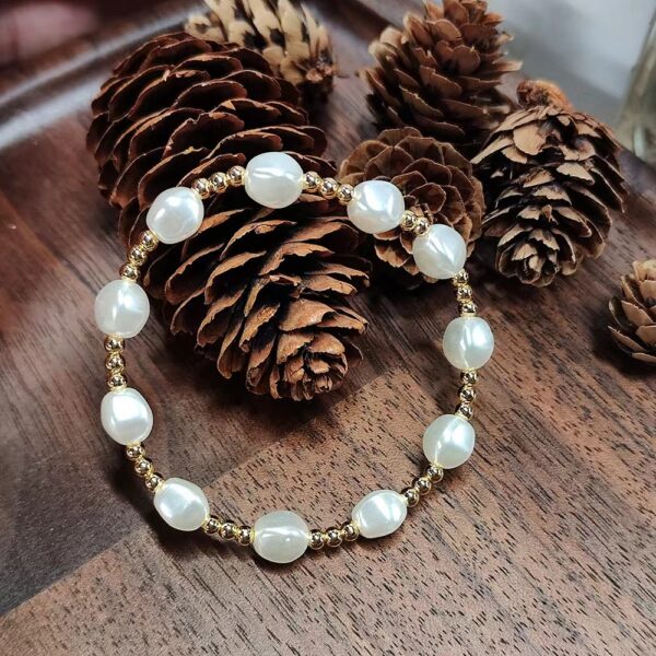 6541  Baroque imitation pearl multi-layer beaded 18K copper gold-plated bead bracelet small fashion string European and American jewelry #JL01-WJ-0153 - Image 3
