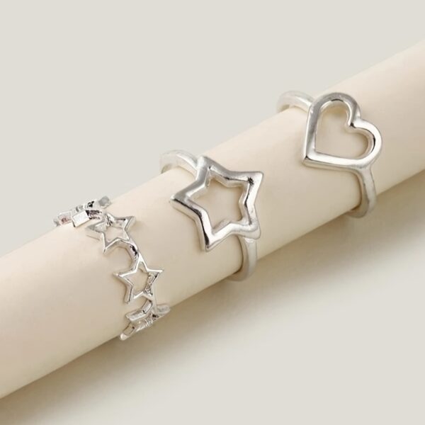 6541  Gold cold wind personality hollow star ring ins Japan and South Korea simple titanium steel non-fade ring accessories #JL01-WJ-0121