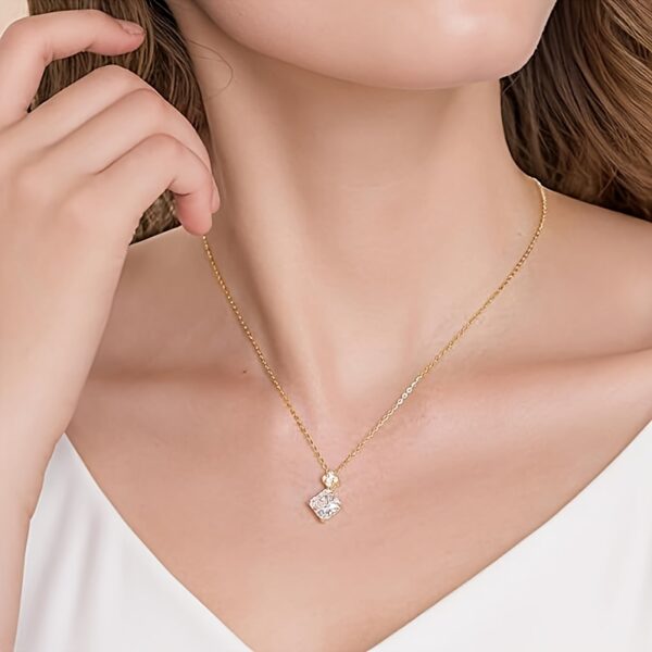 6541  Women's Birthstone Necklace 14K Gold Plated Lucky Clover Pendant Necklace  Zirconia 925 Sterling Silver Necklace Fashion Wedding Party Jewelry for Wife and Mom #JL01-WJ-S0024-1 - Image 3