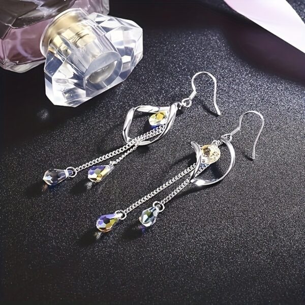 6541  Platinum-Plated Color Change Multi-Teardrop Earrings Made with Aurora Borealis Austrian Crystals #JL01-WJ-S0013 - Image 2