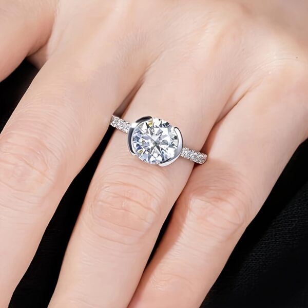 6541  Women's Moissanite Engagement Ring Half Mount Lab-Grown Diamond Promise Ring 14K White Gold Plated Gift #JL01-WJ-S0015