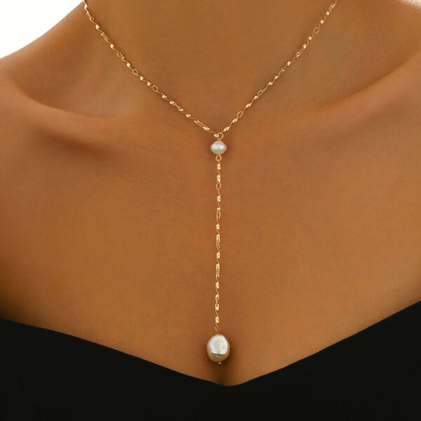 6541  Elegant Gold-Tone Pearl Drop Necklace -  Stylish and Lightweight Jewelry #JL01-WJ-0172 - Image 4