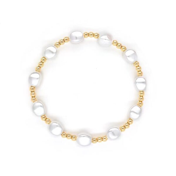 6541  Baroque imitation pearl multi-layer beaded 18K copper gold-plated bead bracelet small fashion string European and American jewelry #JL01-WJ-0153 - Image 6