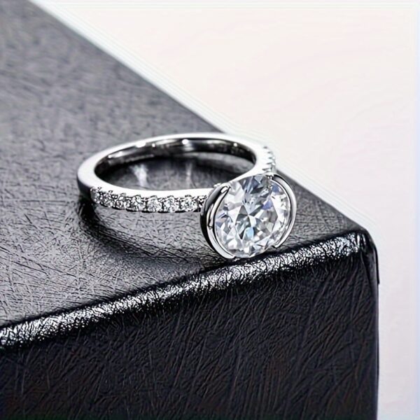 6541  Women's Moissanite Engagement Ring Half Mount Lab-Grown Diamond Promise Ring 14K White Gold Plated Gift #JL01-WJ-S0015 - Image 5