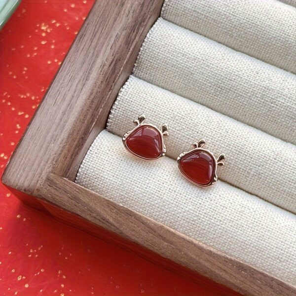 6541  Fashion dragon agate stud earrings for women, New Year zodiac lucky  dragon rose gold earrings jewelry, handmade exquisite  birthstone infinity rings for cocktail casual shopping #JL01-WJ-S0057 - Image 4