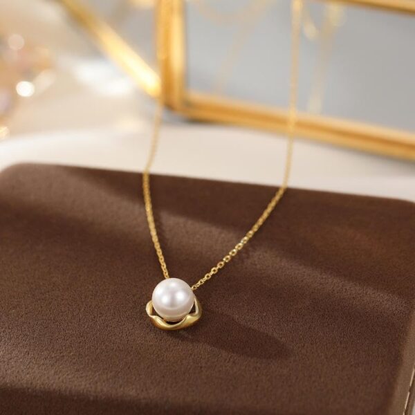 6541  1 Elegant Solitaire Pearl Necklace Mother's Day  Wedding Anniversary Birthday Party Valentine's Day Party Gift 14K Gold 8-9mm  High Quality Round White Glass Pearl Pendant Necklace for Women #JL01-WJ-S0058