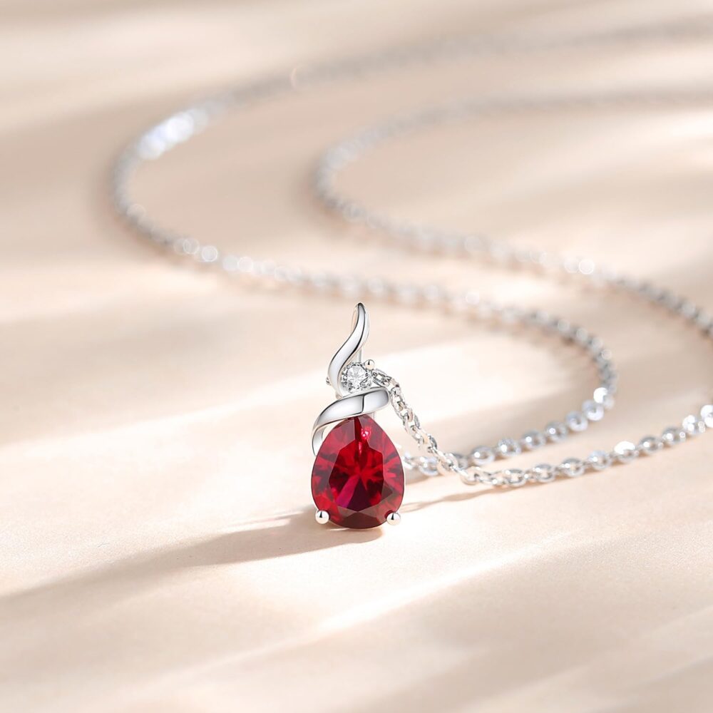 6541  14K Birthstone Pendant Necklace for Women with  Diamond Pear Shape Teardrop Necklace Birthday  Gift for Mom Chain Length 16" + 2" Extender #OS-WJ-S0055 - Image 3