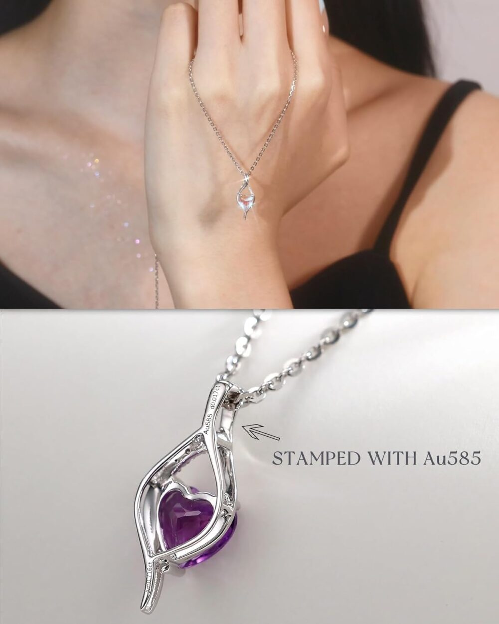 6541  Stylish vintage gold foil embellished with colorful  zircon inlay pendant necklace, the perfect gift accessory  to wear on any occasion or give as a gift #JL01-WJ-S0028zise - Image 4