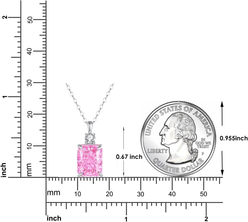 6541  Lab Simulated Diamond Necklace for Women 925  Sterling Silver Radiant Cut 3.5Ct Pendant 18K White Gold Plated Jewelry Gifts #JL01-WJ-S0027fense - Image 2