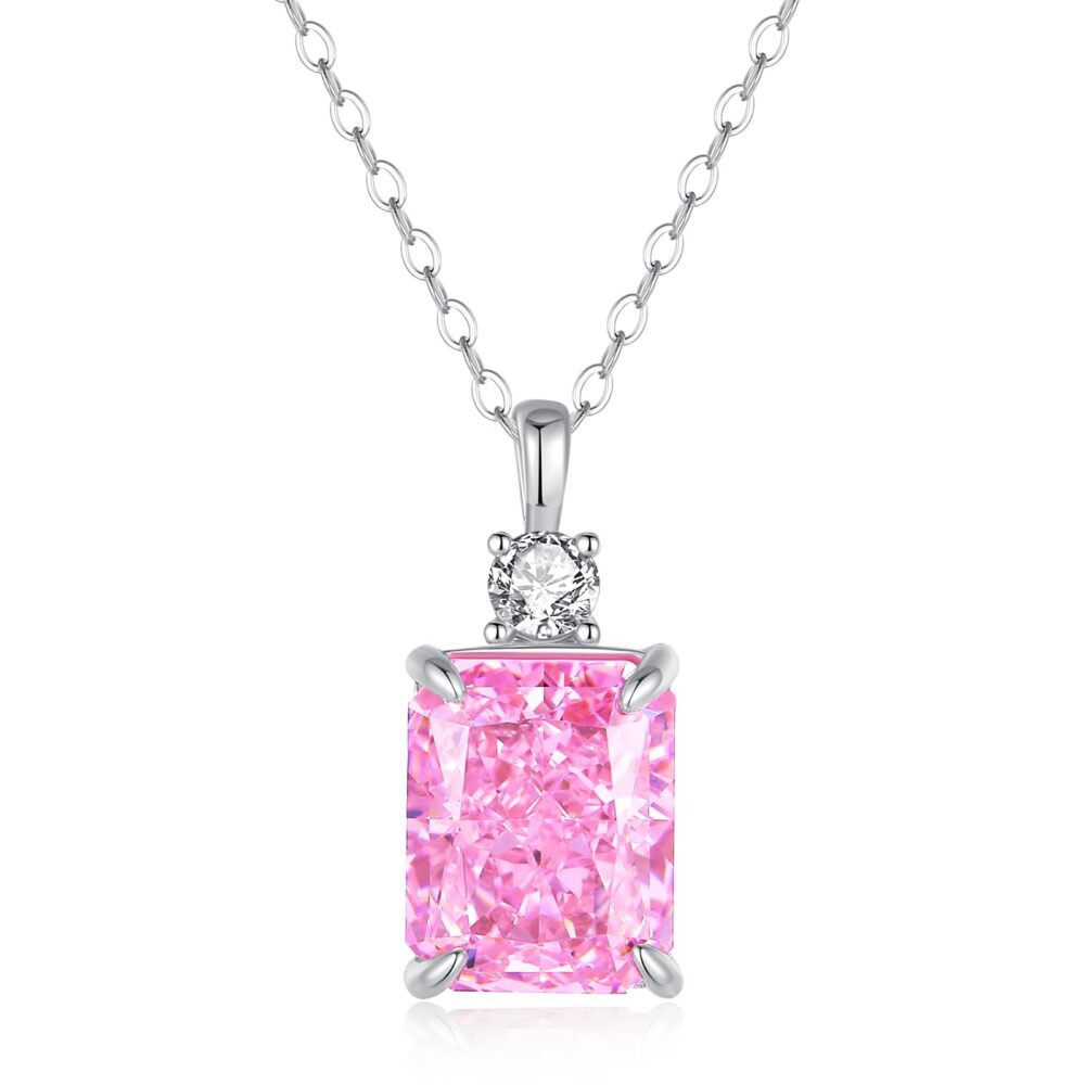 6541  Lab Simulated Diamond Necklace for Women 925  Sterling Silver Radiant Cut 3.5Ct Pendant 18K White Gold Plated Jewelry Gifts #JL01-WJ-S0027fense - Image 6