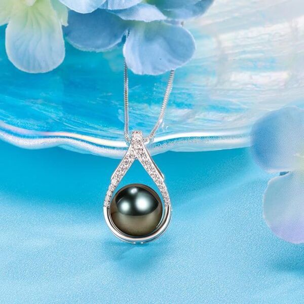 6541  Anniversary gift for wife, Tahitian black pearl necklace,  Mother's Day gift, gift for mom, wife, mom, girlfriend, her birthday gift,  Christmas gift, Valentine's Day jewelry gift for her #JL01-WJ-S0051 - Image 4