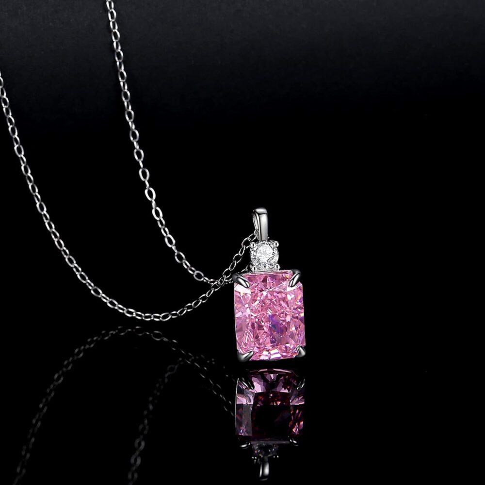 6541  Lab Simulated Diamond Necklace for Women 925  Sterling Silver Radiant Cut 3.5Ct Pendant 18K White Gold Plated Jewelry Gifts #JL01-WJ-S0027fense - Image 4