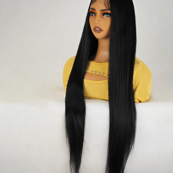 36 Inch Length Yaki Straight Lace Front Synthetic Wig Middle Parting HD Clear Glueless Lace Wig Heat Resistant Fiber Pre-Plucked Hairline with Baby Hair Wig for Women #JL01-204-1/204-613/204-PINK - Image 6