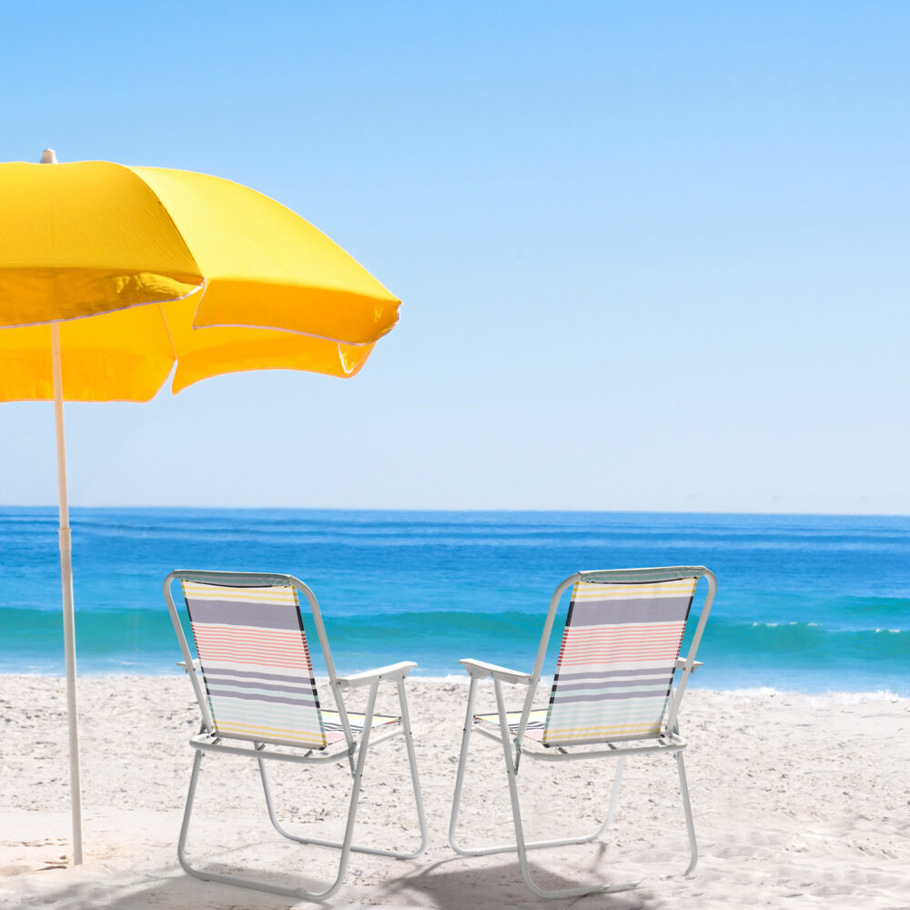 Folding Beach Chair, Lightweight Beach Chair with High Back, Portable Foldable Camping Chair Lawn Chair with Hard Armrest, Colorful Stripes #JL06-28778931 - Image 3