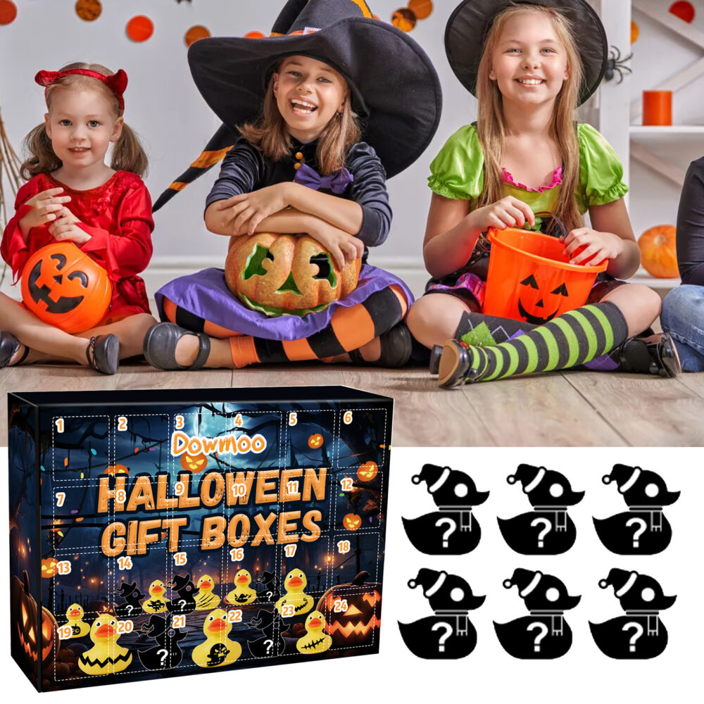 Halloween Duck blind box advent countdown 24 grid surprise decoration rubber duck toy gift box #JL04-DOG01-A001-24-BK1