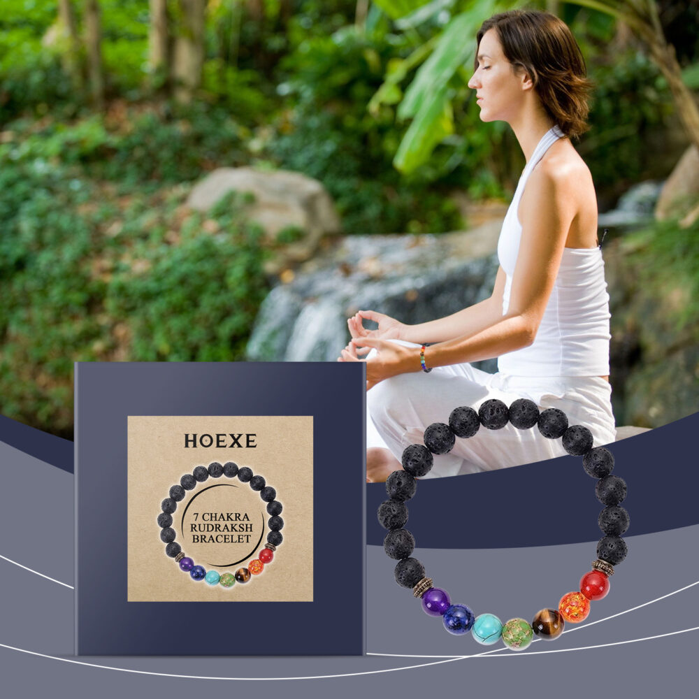 Colorful volcanic stone bracelet Jewelry beads Bracelet Colorful volcanic stone bracelet adjustable braided beading #JL04-HE-K01-0024-01