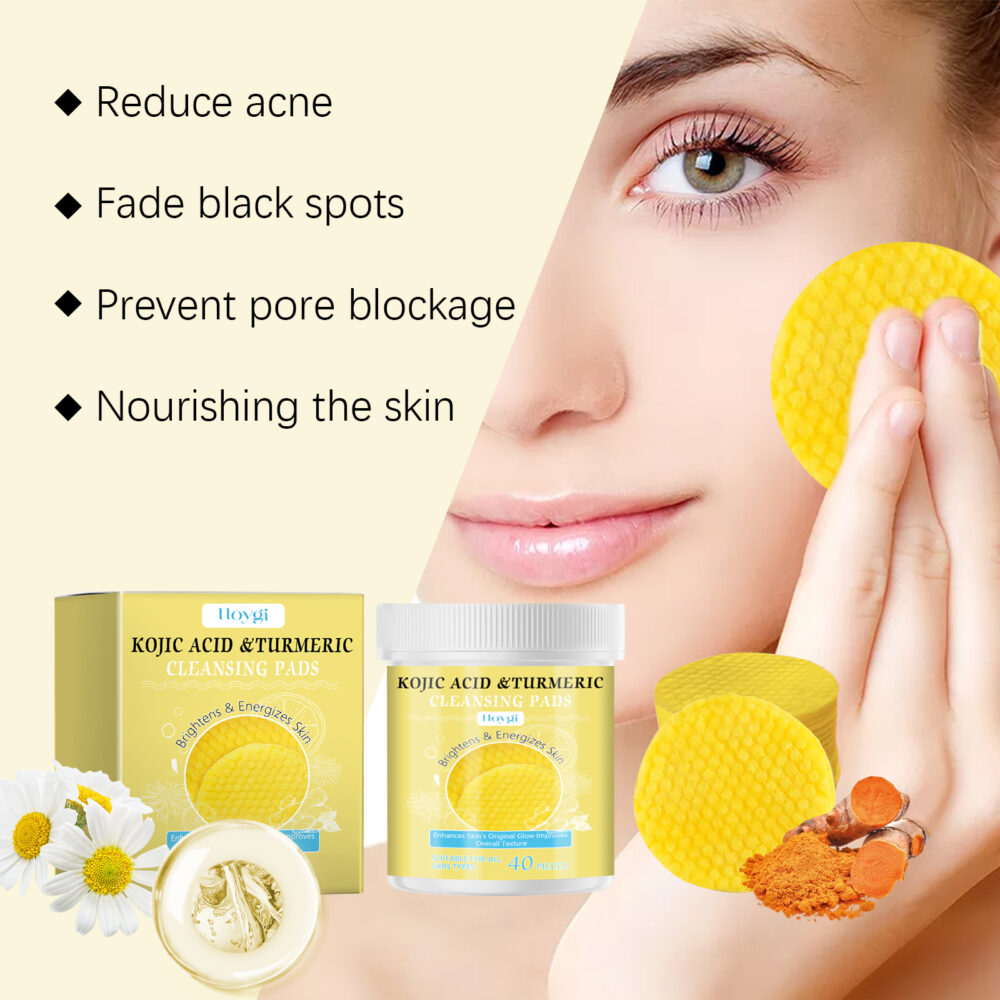 Turmeric acid Cleansing Pad Facial Daily cleansing gentle skin care Moisturizing skin brightening cleanser #JL04-HOA05-A130-40-YE2 - Image 4