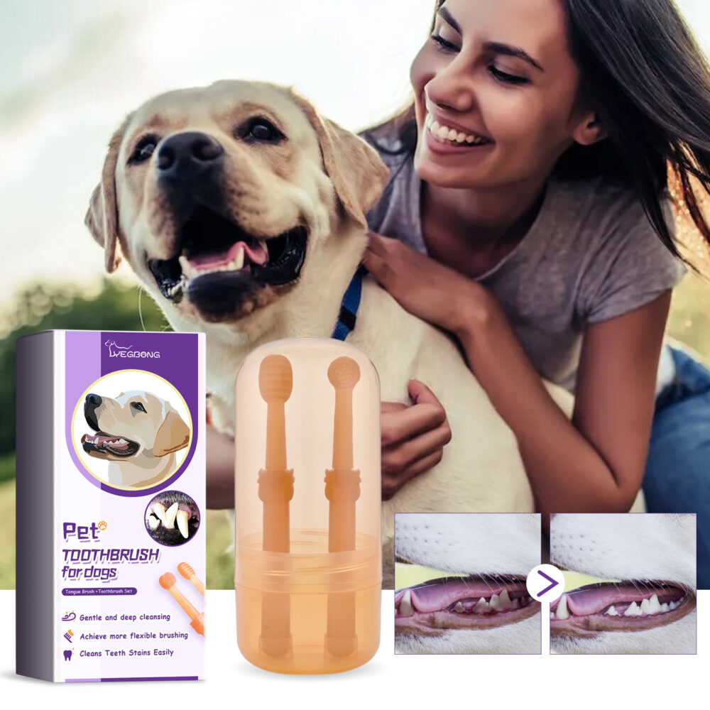 Pet tongue brush toothbrush set Pet oral cleaning Dental stains Dental health care #JL04-YEF01-A029-1-VT1