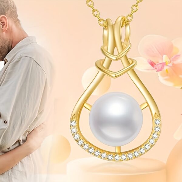6541  Gold Pearl Necklaces for Women Sterling Silver Single Real Freshwater Pearl Pendant Jewelry Gift for Mom #JL01-WJ-S0053 - Image 5