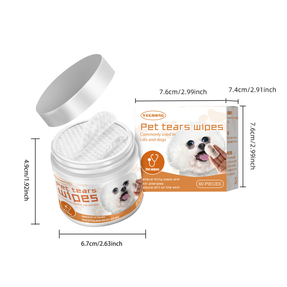 Pet wipes Clean dogs and cats Tear stains Eye cleaning Wipe eye dirt cotton pad #JL04-cwqlhmp1217mj01-A box of 60pcs - Image 2
