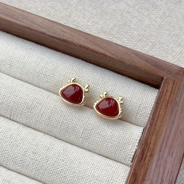 6541  Fashion dragon agate stud earrings for women, New Year zodiac lucky  dragon rose gold earrings jewelry, handmade exquisite  birthstone infinity rings for cocktail casual shopping #JL01-WJ-S0057 - Image 3