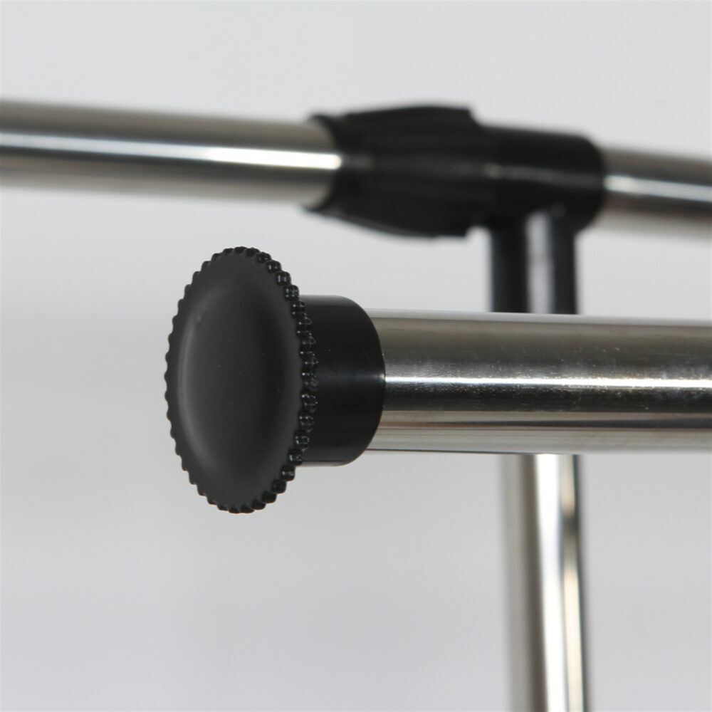 Dual-bar Vertically & Horizontally-stretching Stand Clothes Rack with Shoe Shelf Silver #JL06-76841905 - Image 11
