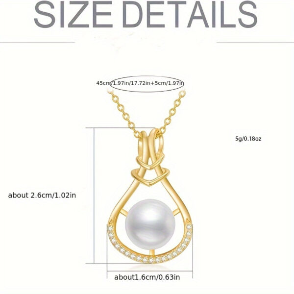 6541  Gold Pearl Necklaces for Women Sterling Silver Single Real Freshwater Pearl Pendant Jewelry Gift for Mom #JL01-WJ-S0053 - Image 2