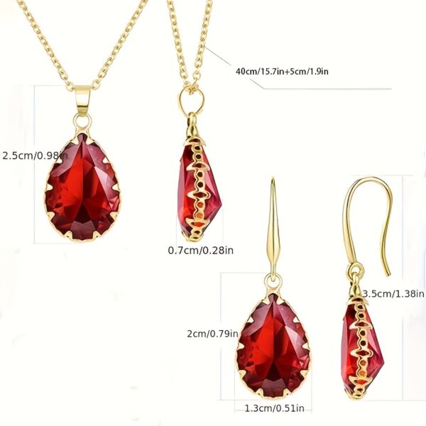 6541  Women's Crystal Jewelry Set, Simulated Diamond Pendant Necklace, Rhinestone  Pendant Earrings, Birthstone Cubic Zirconia Matching Wedding Jewelry, 14K Gold/Rose Gold/Silver #JL01-WJ-S0061 - Image 2