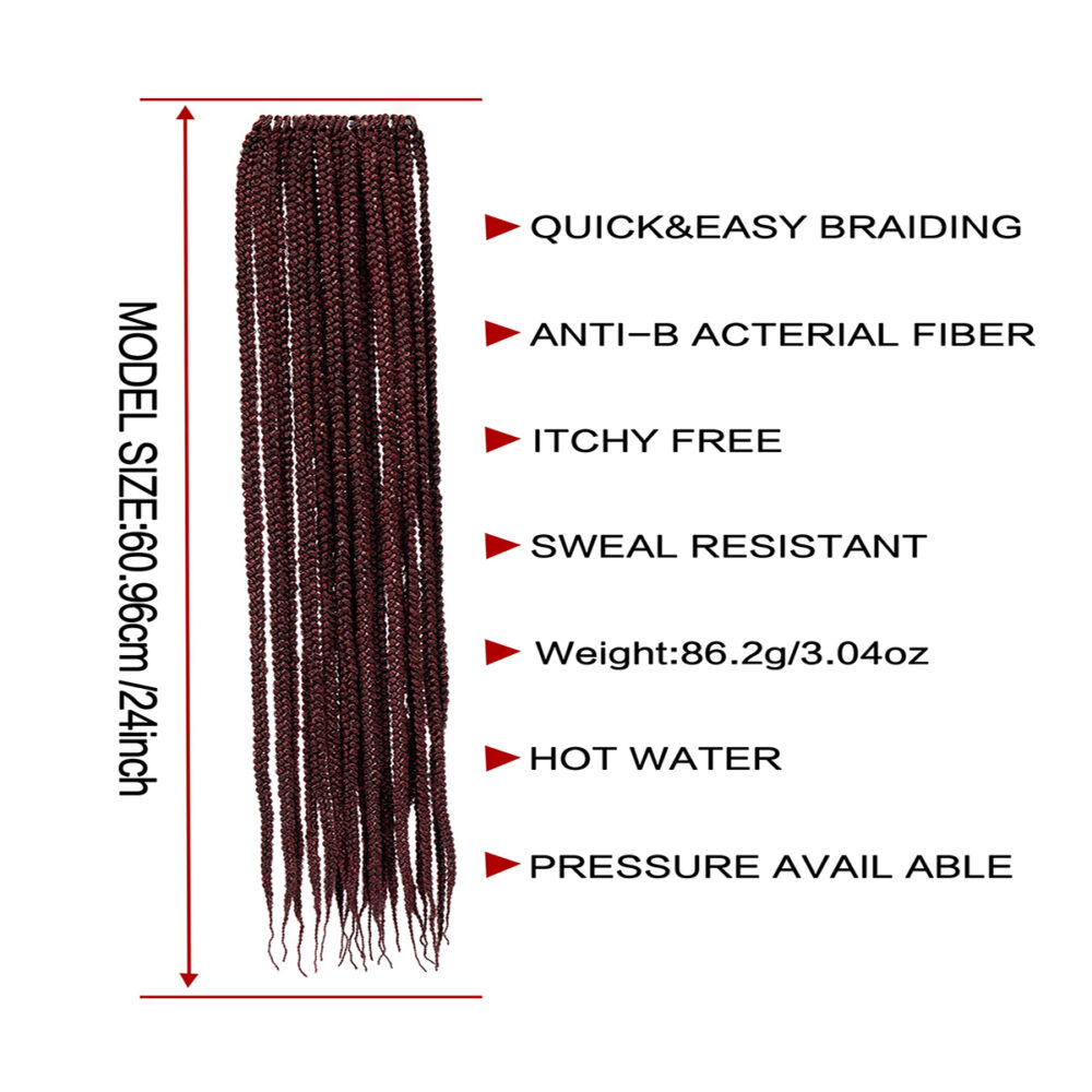 6541  3S THREE STRAND  Crochet Hair  Extensions Soft Synthetic Braiding Hair #JL01-3S THREE STRAND-BOX BRAID PURE 24-1/3S THREE STRAND-BOX BRAID PURE 24-2/3S THREE STRAND-BOX BRAID PURE 24-27/3S THREE STRAND-BOX BRAID PURE 24-M1B/BURG - Image 16