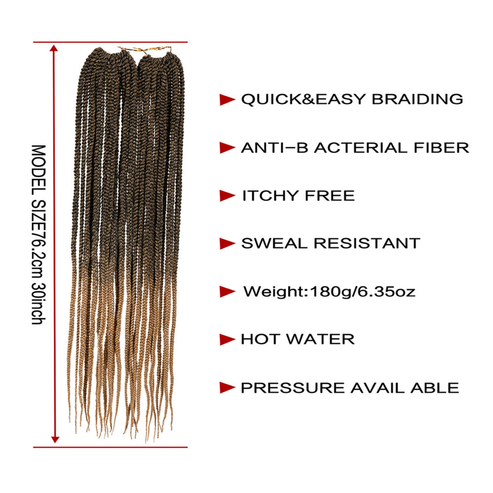 Box Braids Crochet Hair Medium box  braid Pre-Looped #JL01-KXM30 872——MEDIUM BOX BRAID 30"-T27 - Image 4