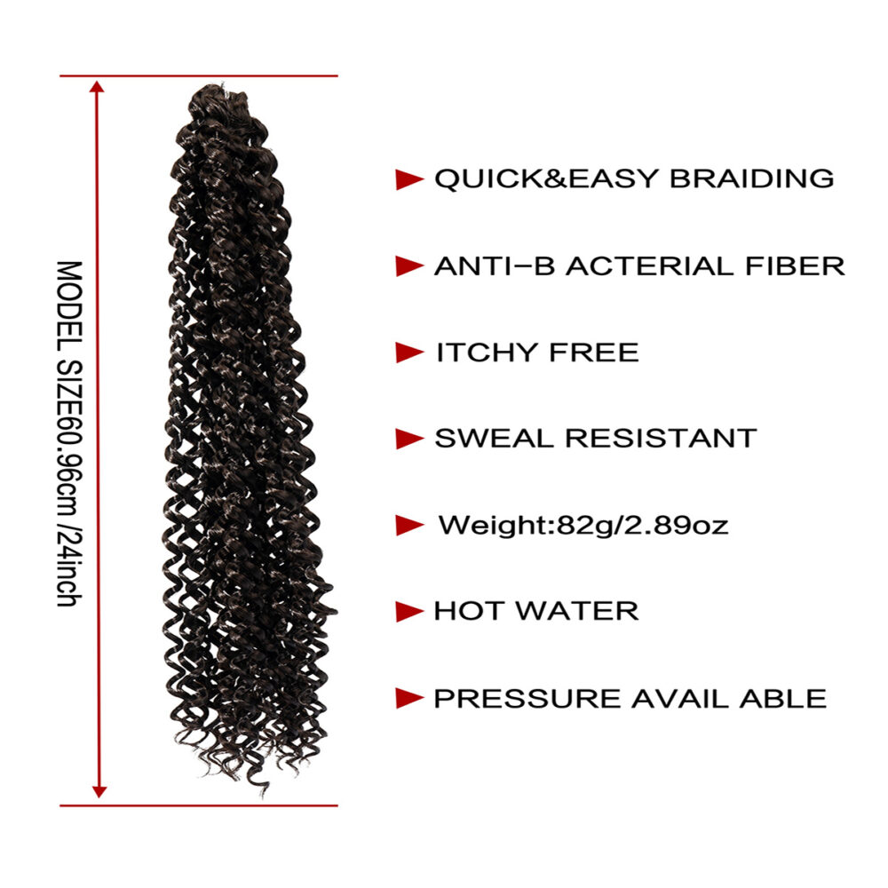 Passion Twist Crochet Hair Water Wave  Crochet Hair for Faux Locs Spring Twist Synthenic Braiding Hair Extension WATER WAVE 24" #JF-WATER WAVE BRAID 24"-4 - Image 4